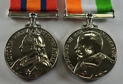 King and Queen's South Africa War Medal Replicas in Silver. Victoria, Edward VII
