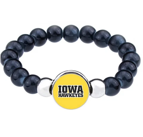 University of Iowa Womens Mens Black Bead Chain Bracelet Gift D1 Cover