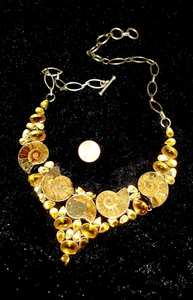 SHIPsFREE!EXQUISITE GENUINE AMMONITE AND CITRINE CHOKER/NECKLACE - Picture 1 of 9