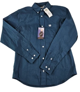 Cinch Western Shirt Youth Boys L 12 Teal Cowboy Keith DeMoss Rodeo Button NWT - Picture 1 of 13