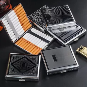 Estuche de Cigarrillos Unisex Estilo Antiguo Plateado Grabado Diseño Metal - Imagen 1 de 29