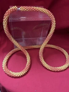 VINTAGE Faux Pearls lei crochet 40” long - Picture 1 of 2