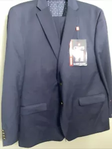 Chaps 2 PC Perf. Series Suit Blazer Men 48R Pants 38X30 Gold Button Navy Blue - Picture 1 of 7