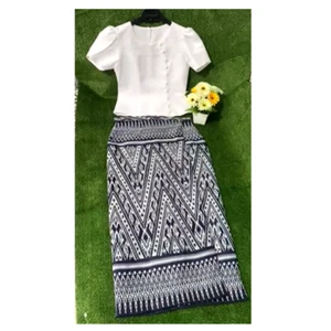 Thai Traditional Cloth Dress Set Lisa Blouse & Sarong Skirt Merrit Wedding SizeL - Picture 1 of 9