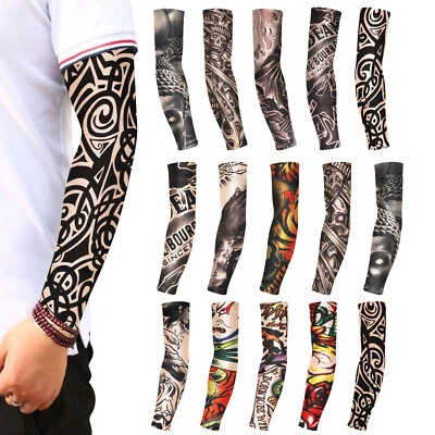 5-10 pcs Fake Temporary Tattoo Sleeves Arm Stockings Tatoo Cool Women Men Unisex