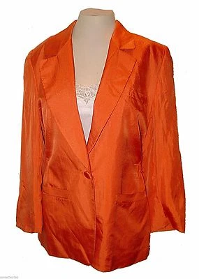 New Blazer, Evan-Picone, Orange 100%-Silk lined draw-string-waist-tie-back  4 - Image 1 of 4