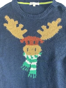 Jolt Reindeer Christmas Sweater Size M Navy Festive 100% Acrylic Holiday - Picture 1 of 11