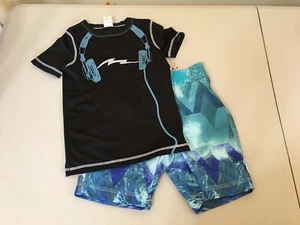 NWT Gymboree boy rash guard Headphone Shirts Trunk shorts Set UPF 50+ - Picture 1 of 4