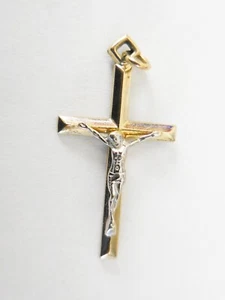 CROCIFISSO CROCE VINTAGE PPC ORO 14K BELLISSIMO DESIGN - Foto 1 di 5