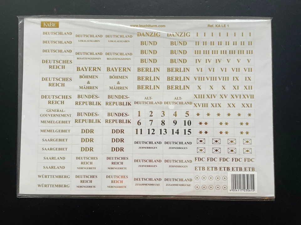 LEUCHTTURM1917 Leuchtturm / KABE Sticker Set/ Aufkleber Deutschland, BRIEFMARKEN