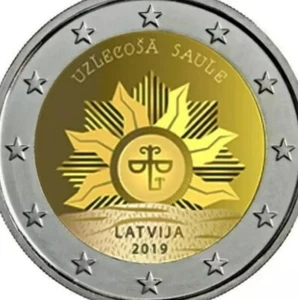 Letonia 🇱🇻 Moneda 2€ Euro 2019 Rising Sun UNC Justicia NAtion Sea Liberty - Imagen 1 de 3