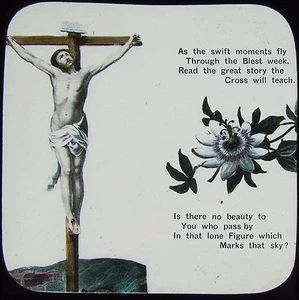 Glass Magic Lantern Slide CHRISTIAN RELIGIOUS TEXT NO9 C1900 WITH FLOWERS - Picture 1 of 2