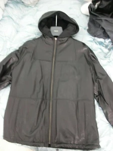 Bally Black Unisex Soft Leather Coat REVERSIBLE with hood Size 14 RRP £1750 - Picture 1 of 9