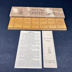 Vintage Cribbage Board W/ Box Wm F. Drueke & Sons Grand Rapids Michigan - Picture 1 of 13