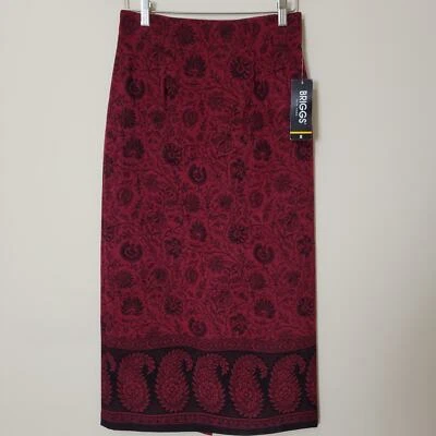 NUEVO CON ETIQUETAS Maxi Falda Midi Lápiz Recto Briggs New York Talla 8 Floral Paisley Foto 1 de 4