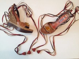 CLAUDIO MERAZZI WEDGE PLATFORM ESPADRILLE  SZ 37 NEW WITHOUT BOX - Picture 1 of 12