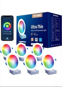 Smart Recessed Lighting 6 Inch,IC Rated-ETL Certified Ultra-Thin RGB LED Rece... - Picture 1 of 5