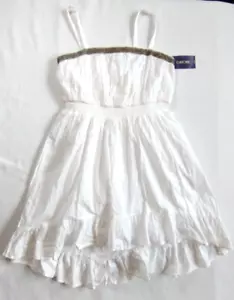 Cherokee Girls Dress L 10-12 Sleeveless Babydoll Hi-Low Ruffles White Cotton - Picture 1 of 9