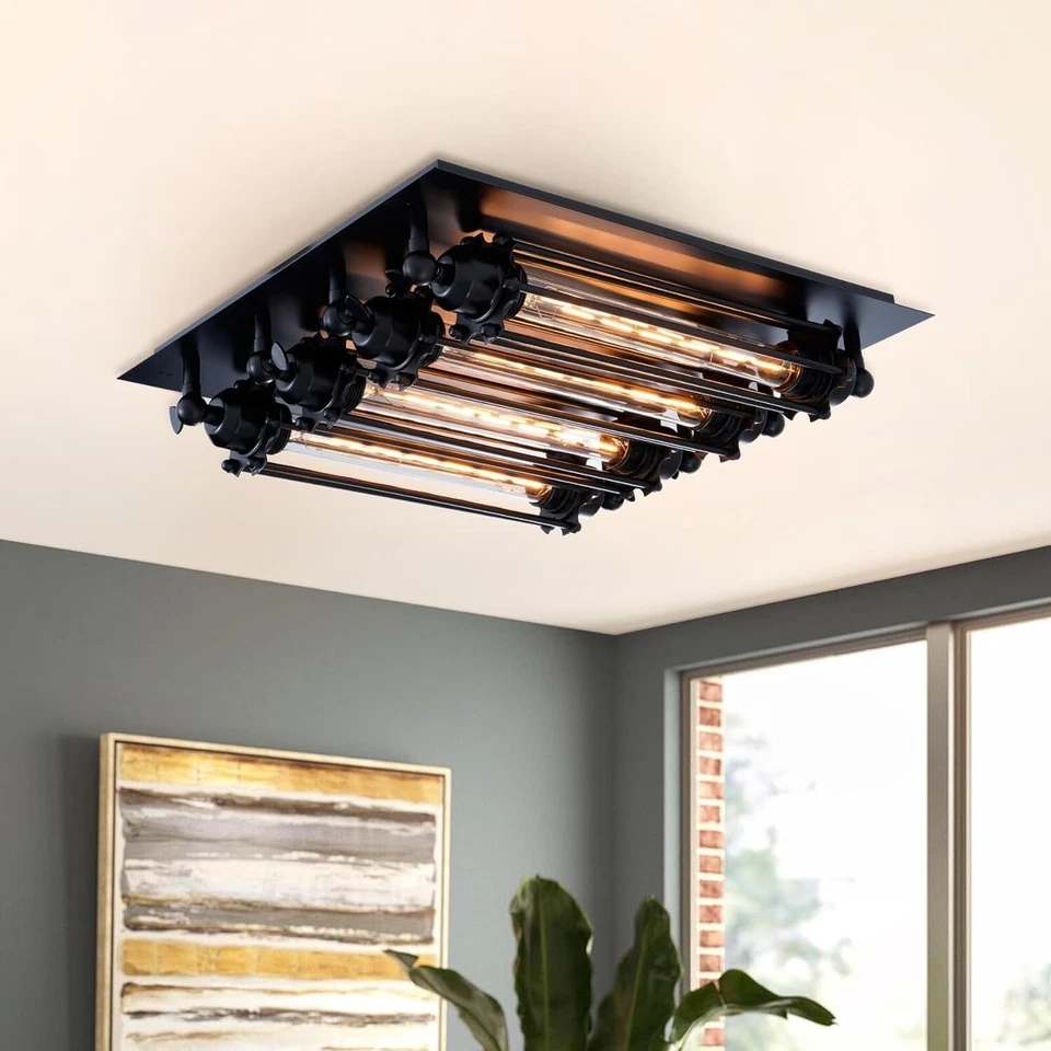 Candelabro steampunk arte ferro 4 luzes luminárias de teto industrial lâmpadas de iluminação - Imagem 1 de 4