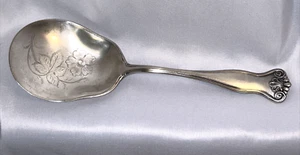 Oneida Rockford Silver Silverplate  Casserole/Berry Spoon  Etched Flower Design - Picture 1 of 9