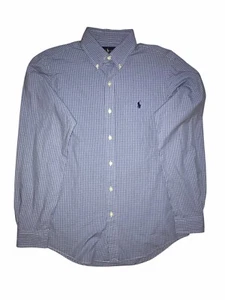 Polo Ralph Lauren Mens Custom Fit L/S Button Down Blue Plaid Size Medium C57 - Picture 1 of 5