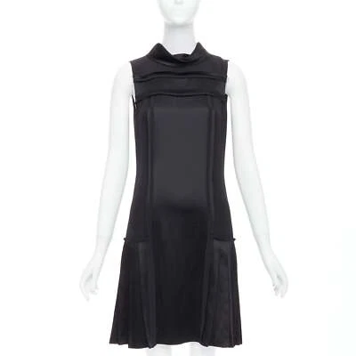 OSCAR DE LA RENTA F15 100% silk  green black foldover collar trim dress US0 XS - Image 1 of 4