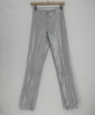 Bojeangles Womens Vintage 70s Disco Silver Stretch Dressy Pants Sz 9/10 - Image 1 of 3