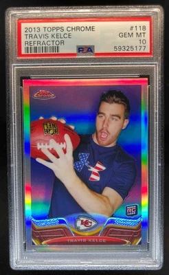 2013 Topps Chrome Travis Kelce RC Refractor Rookie #118 Chiefs PSA 10 Foto 1 de 2