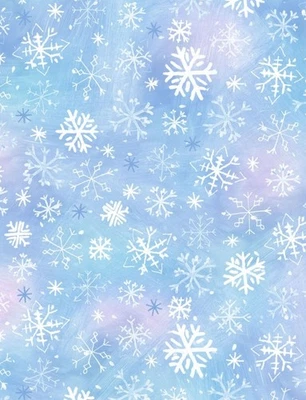"Snowtime" Tossed Snowflakes, Snowflake Fabric•Cott•*BTY*Blue/Wh•Fast Ship! - Image 1 of 2