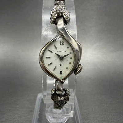 Reloj Hamilton Mujer 17mm Esfera Blanca 10K Oro Blanco Relleno Manual Asimétrico Foto 1 de 4