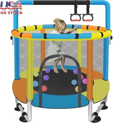 Cama elástica para niños con red de seguridad barra de gimnasia altura ajustable 220 libras capacidad EE. UU. Foto 1 de 4