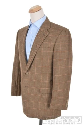 Blazer Abrigo Deportivo Hickey Freeman Beige Pata de Gallo Cuadros Lana Cachemira - 41 R Foto 1 de 4