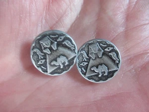2 Pewter 1" Buttons Egyptian Theme Sphynx Camel Pyramid All Seeing Eye etc - Picture 1 of 3