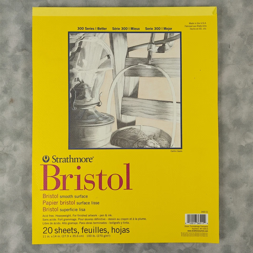 Strathmore 300 Series Bristol Smooth Pad 11x14 20 Sheets 100 lb Acid Free USA - Image 1 of 3