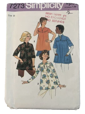 Vintage 70's Simplicity  Pattern 7273 Maternity TOP V-YOKE Woman Sz 10 Uncut - Image 1 of 2
