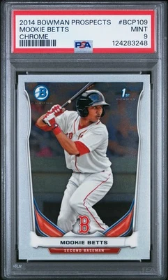 Tarjeta de novato 2014 Bowman Prospects #BCP109 Mookie Betts cromada RC PSA 9 Foto 1 de 2