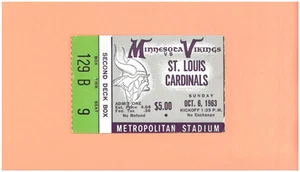 St. Louis Cardinals at Minnesota Vikings 10-6-1963 ticket Topps Fran Tarkenton - Picture 1 of 2