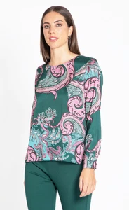 Satin Bluse grün gemustert Edas Damen - Bild 1 von 4