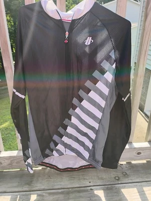 Camiseta deportiva de ciclismo de manga larga Hincapie polar para hombre nueva con etiquetas, negra/gris/blanca Foto 1 de 2