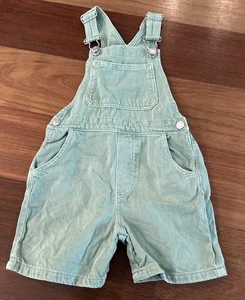 ZARA JUNGE MÄDCHEN UNISEX GRÖSSE 12-18 Monate 86 cm SHORTS OVERALLS grün DENIM - Bild 1 von 5