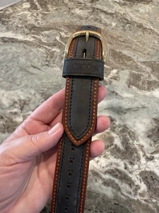 Cinturón de cuero GP&MAX Made in Italy para hombre talla 33 2 tonos marrón, diseño recortado azul - Imagen 1 de 8