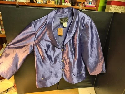 Alex Evenings Jacket Womens M/L Purple Shimmer Metallic Lightweight 79283 - Image 1 of 4