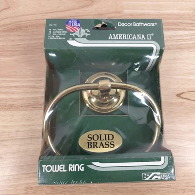 Anillo de toalla de latón Franklin Americana II alto pulido decoración utensilios de baño nuevo en stock Foto 1 de 4