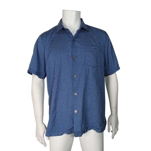 Tommy Bahama Herren Seidenmischung blau gestreift Button Down Kurzarm Freizeithemd - Bild 1 von 8