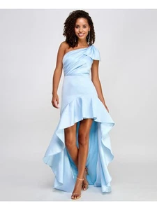 CITY STUDIO Womens Light Blue Bow Asymmetric Hem Dress Juniors 1\2 - Picture 1 of 9
