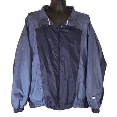 Vintage Wilson Color Block Blue Windbreaker Jacket Full Zip Lightweight Mens XXL - Image 1 of 4