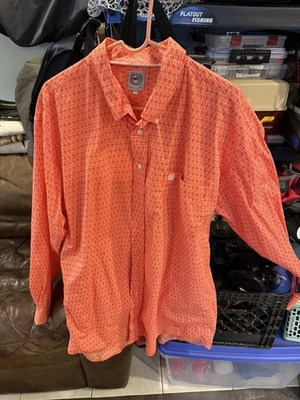 Camisa Cinch Para Hombres XXL Multi Geométrica Naranja/Blanco LS Abotonada Vaquero Occidental Foto 1 de 4