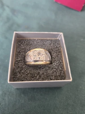 Anel masculino Vargas ouro amarelo 18K HGE galvanizado CZ solitário tamanho 12 - Imagem 1 de 4