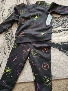 Cat & Jack Set Pantaloni Jogger T-Shirt Manica Lunga Scheletro Ragazzo - Nero 2T - Foto 1 di 4