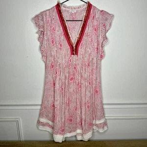 Poupette St. Barth Sasha Fringe Trim Pink Mini Dress Womens Small - Picture 1 of 7